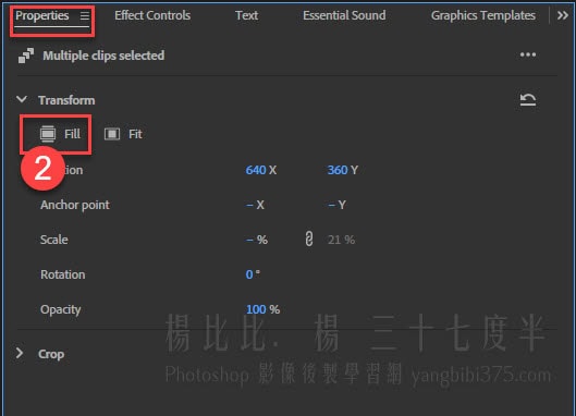 Properties - Transform - Fill