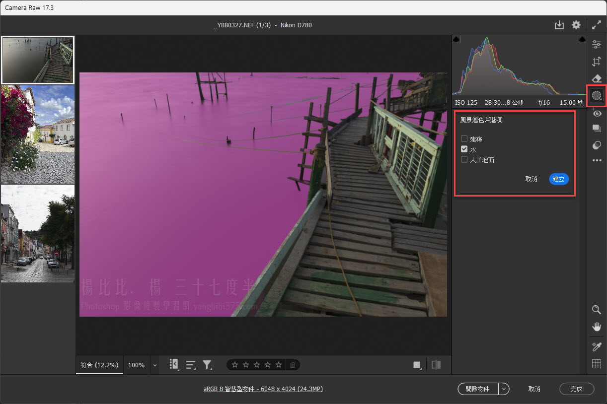 Camera Raw 17.3 風景遮色片